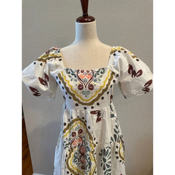 NWT MEADOW RHODES Balloon Sleeve Maxi Dress Sz Med - Picture 2 of 7